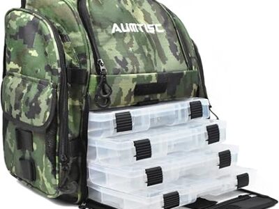 AUMTISC Mochila de aparejos de pesca con 4 bandejas