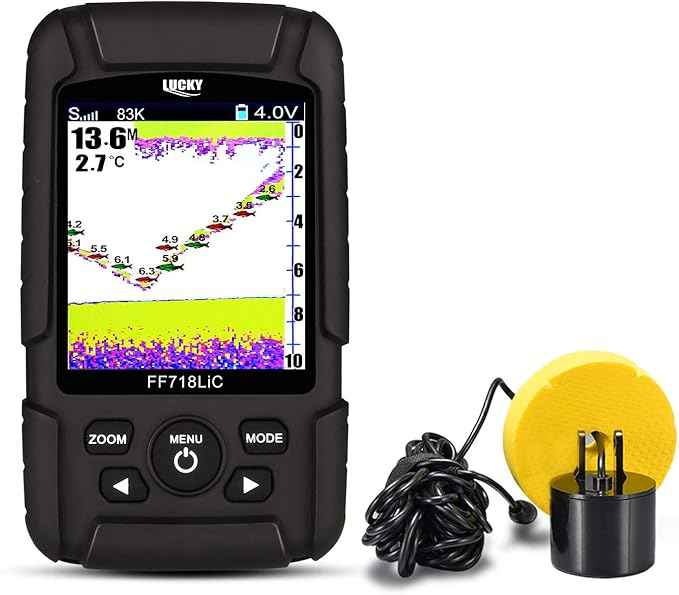 LUCKY Buscador de peces 2.8″ color LCD portátil fish finder 200 KHz/83kHz