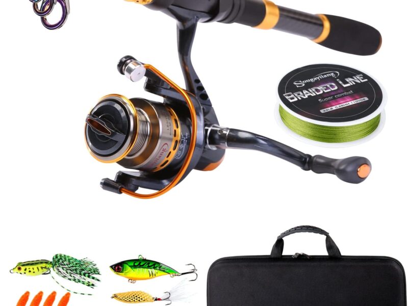 Sougayilang caña de pescar combinada con carrete telescópico de fibra de carbono para agua salada y agua dulce